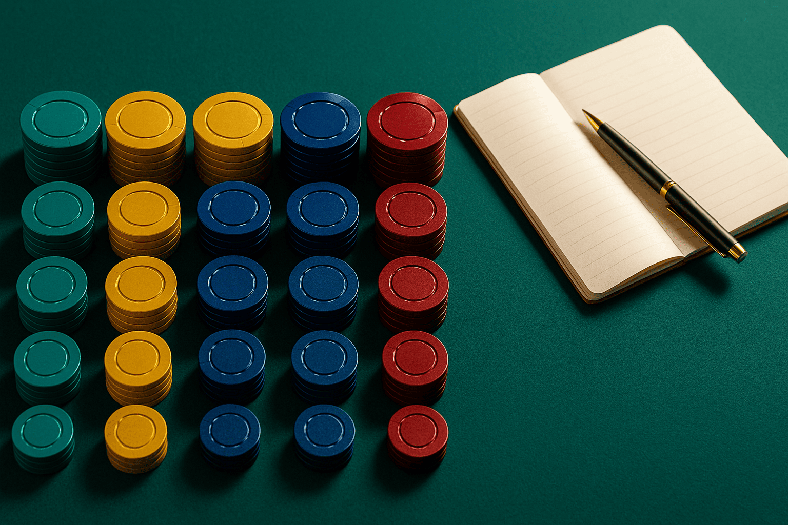 プロ仕様のバンクロールを表すチップの山